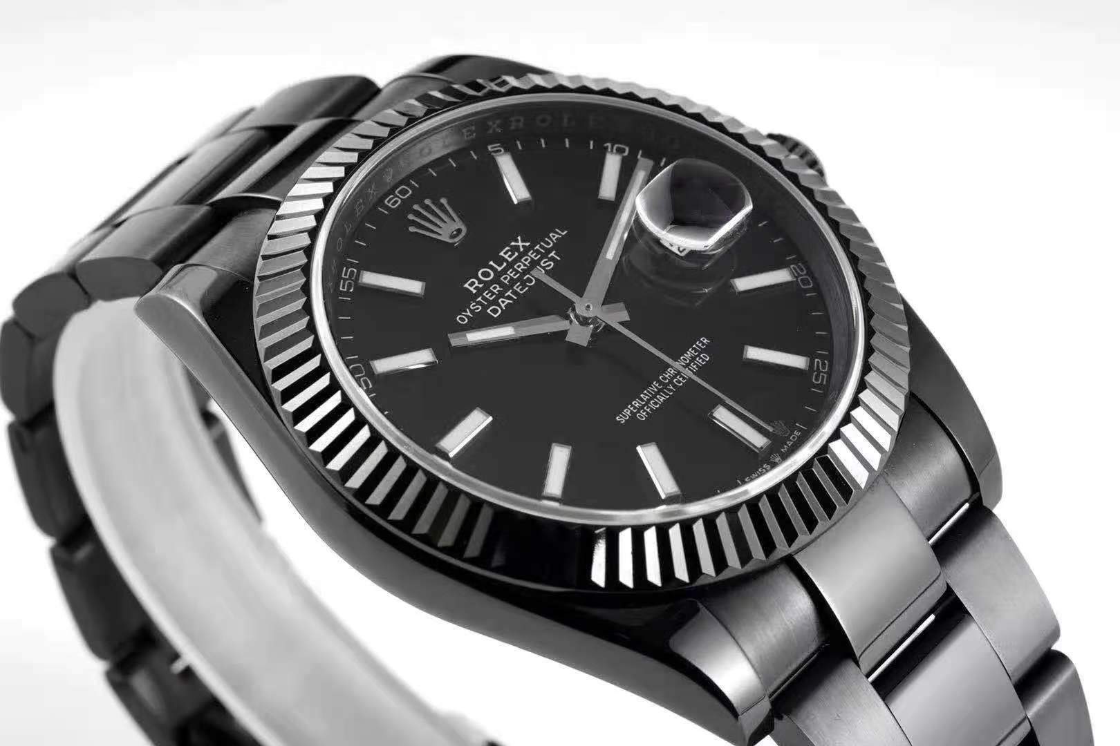 Datejust 41 Black Dial with Stick Markers in PVD Black