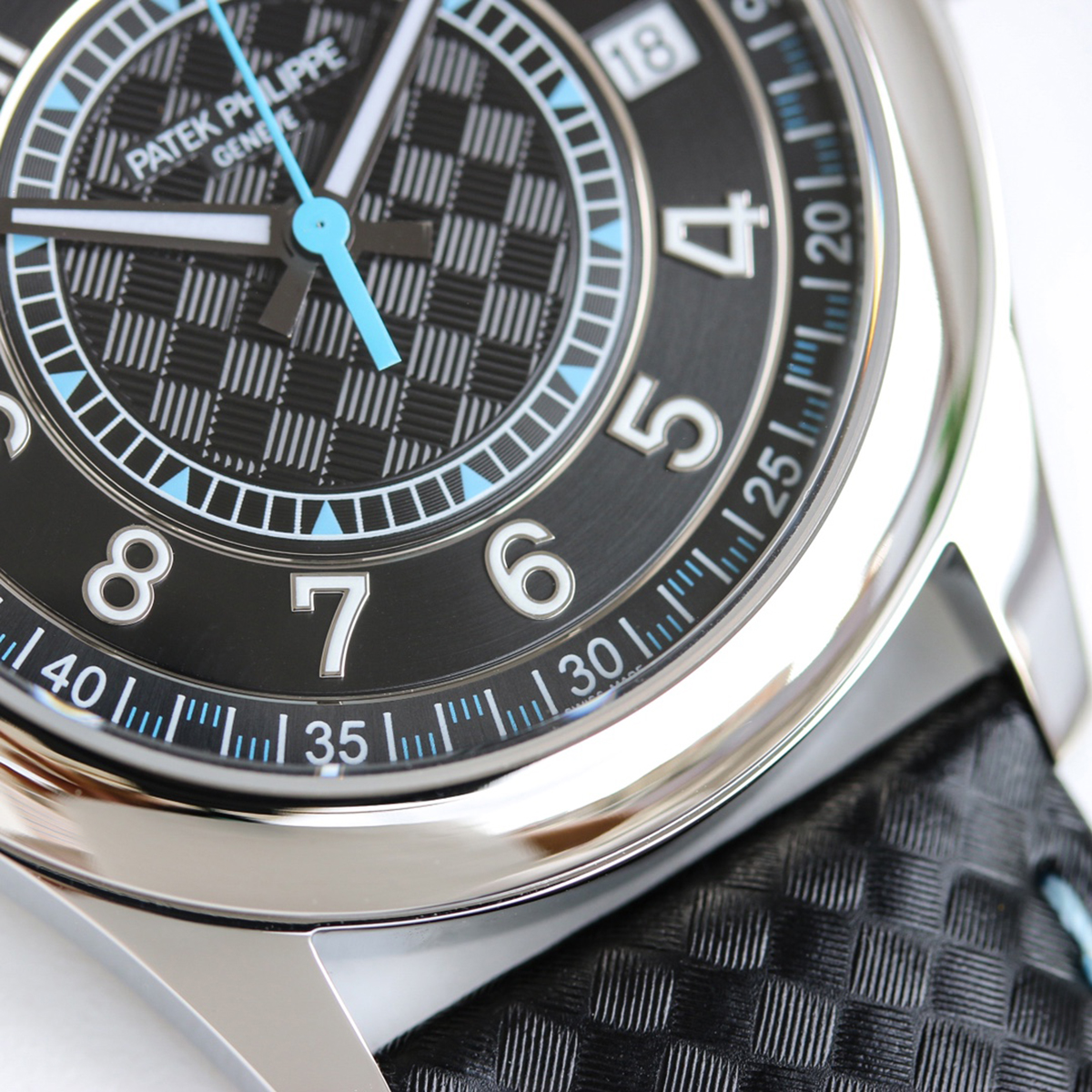 Calatrava 6007G-001 Sky Blue Black Dial in White Gold